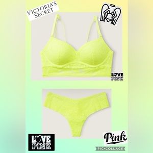 Victoria's Secret Pink Lace Push up
Bralette L M & Panty 36C 34C 36B 34D 36D